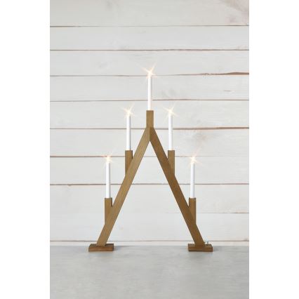 Markslöjd 706161 - Portavelas de Navidad BJURFORS 5xE10/3W/230V marrón