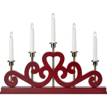 Markslöjd 706211 - Candelabro navideño ENEBY 5xE10/3W/230V rojo/latón