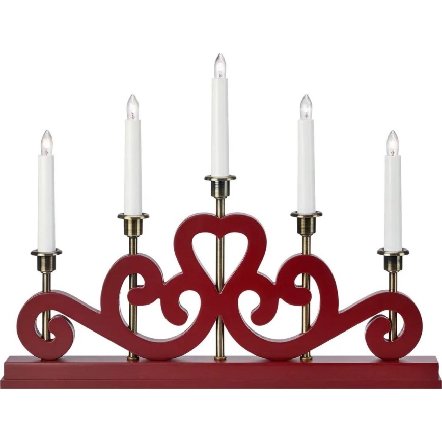 Markslöjd 706211 - Candelabro navideño ENEBY 5xE10/3W/230V rojo/latón