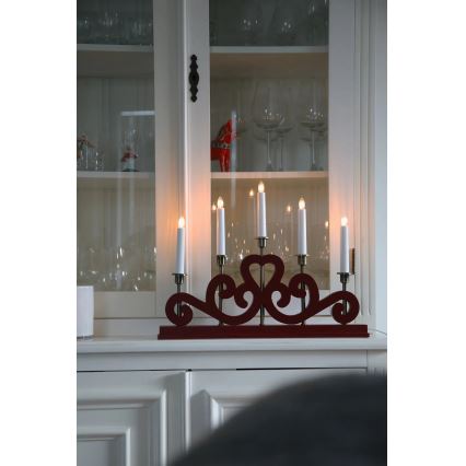 Markslöjd 706211 - Candelabro navideño ENEBY 5xE10/3W/230V rojo/latón