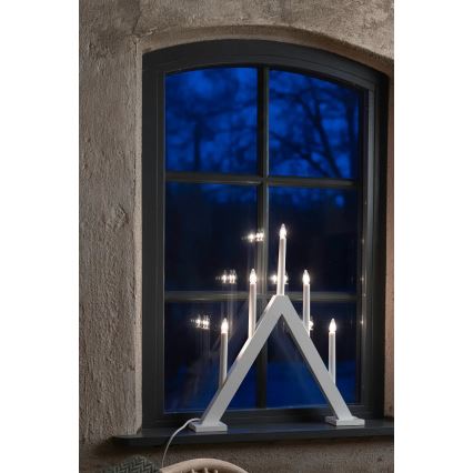 Markslöjd 706222 - Candelabro navideño ARIELE 5xE10/3W/230V pino/blanco
