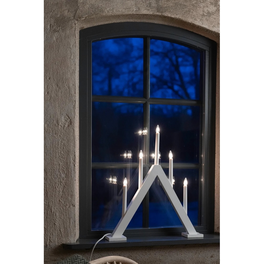 Markslöjd 706222 - Candelabro navideño ARIELE 5xE10/3W/230V pino/blanco