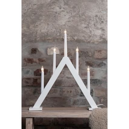 Markslöjd 706222 - Candelabro navideño ARIELE 5xE10/3W/230V pino/blanco