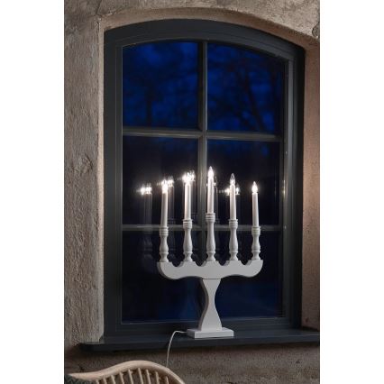 Markslöjd 706278 - Candelabro navideño SVANEHOLM 5xE10/3W/230V pino/blanco