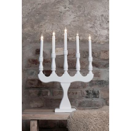 Markslöjd 706278 - Candelabro navideño SVANEHOLM 5xE10/3W/230V pino/blanco