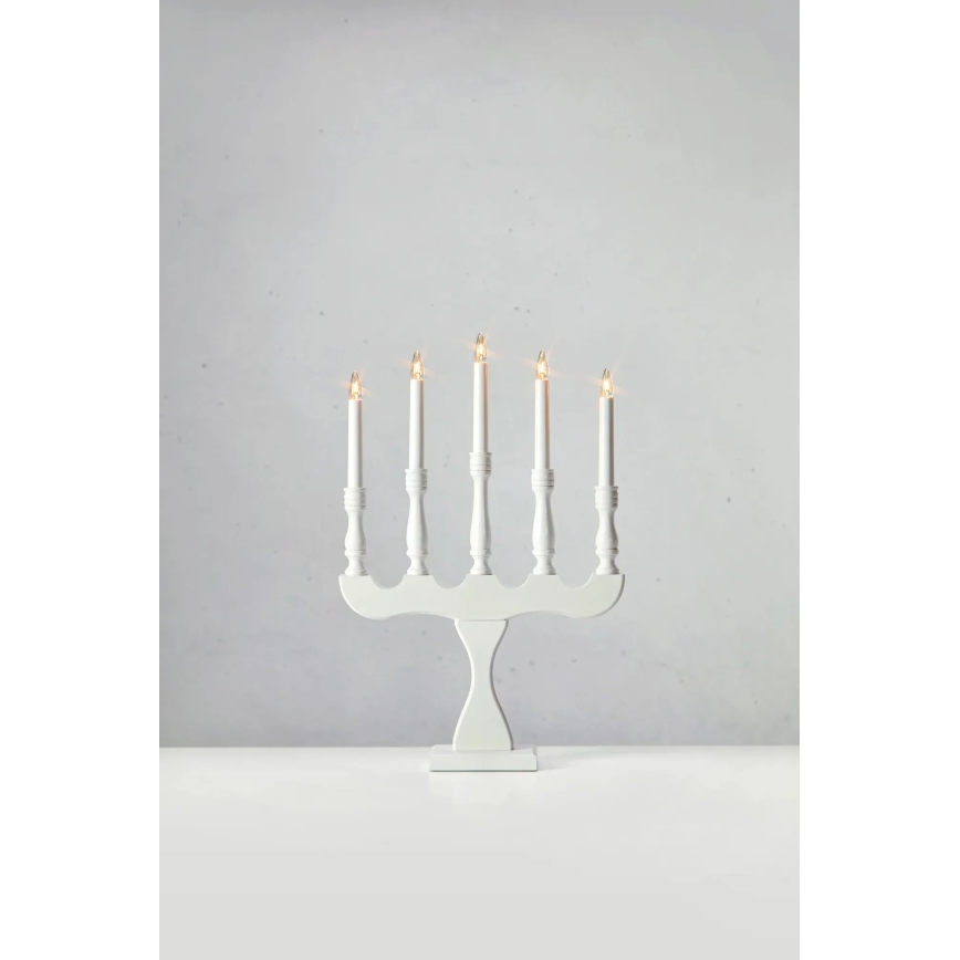 Markslöjd 706278 - Candelabro navideño SVANEHOLM 5xE10/3W/230V pino/blanco