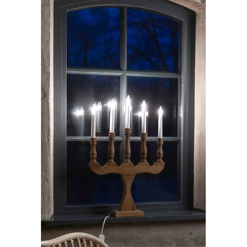Markslöjd 706279 - Candelabro navideño SVANEHOLM 5xE10/3W/230V pino/marrón