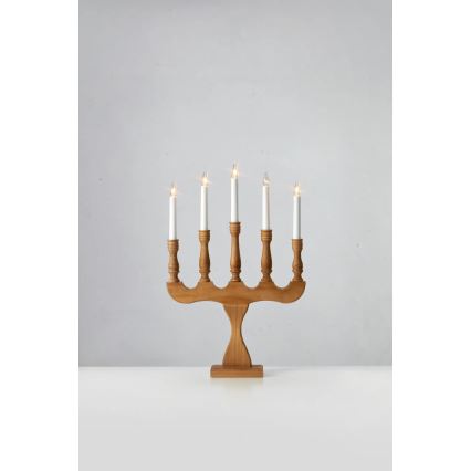 Markslöjd 706279 - Candelabro navideño SVANEHOLM 5xE10/3W/230V pino/marrón