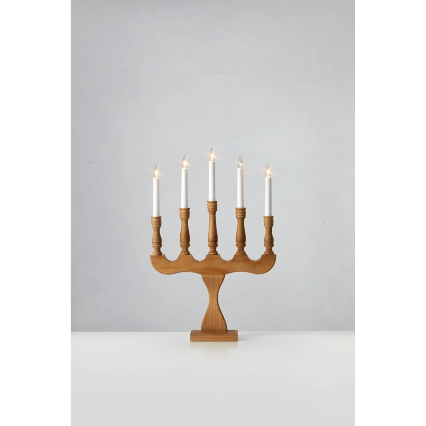 Markslöjd 706279 - Candelabro navideño SVANEHOLM 5xE10/3W/230V pino/marrón