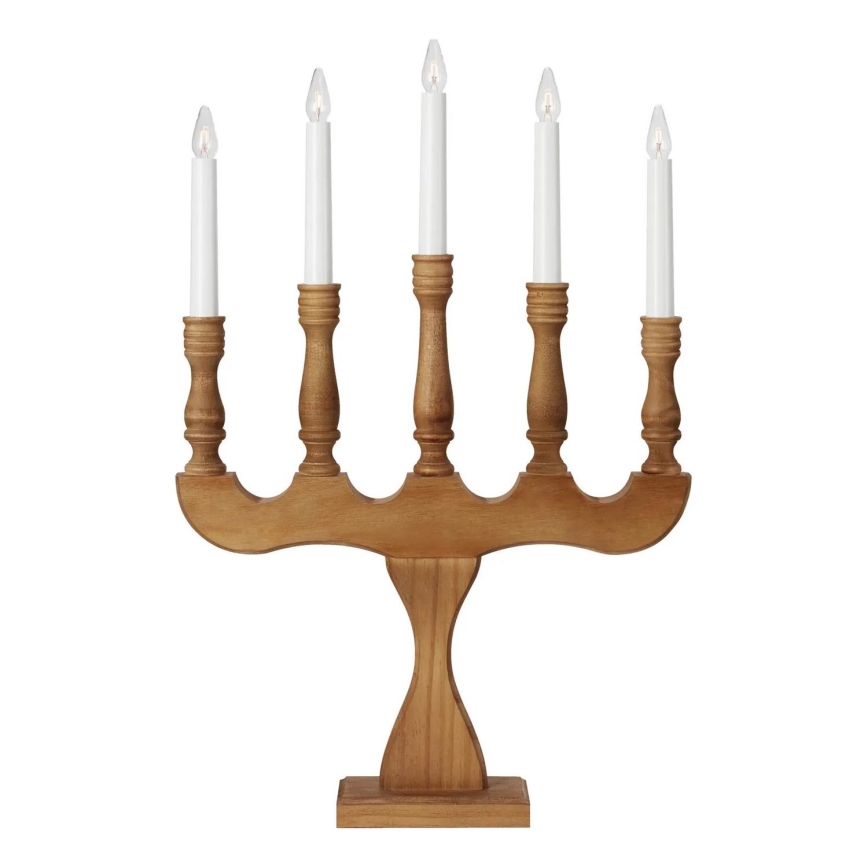 Markslöjd 706279 - Portavelas navideño SVANEHOLM 5xE10/3W/230V pino/beige