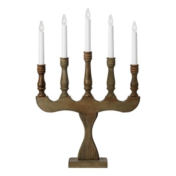 Markslöjd 706280 - Candelabro navideño SVANEHOLM 5xE10/3W/230V pino/marrón