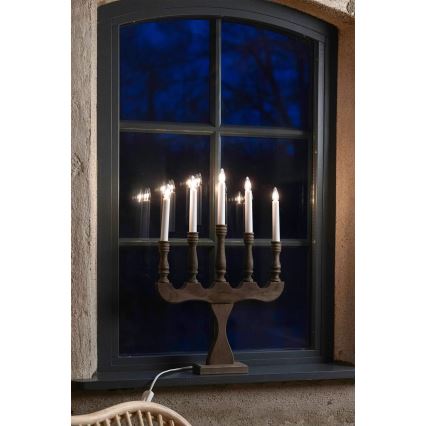 Markslöjd 706280 - Candelabro navideño SVANEHOLM 5xE10/3W/230V pino/marrón