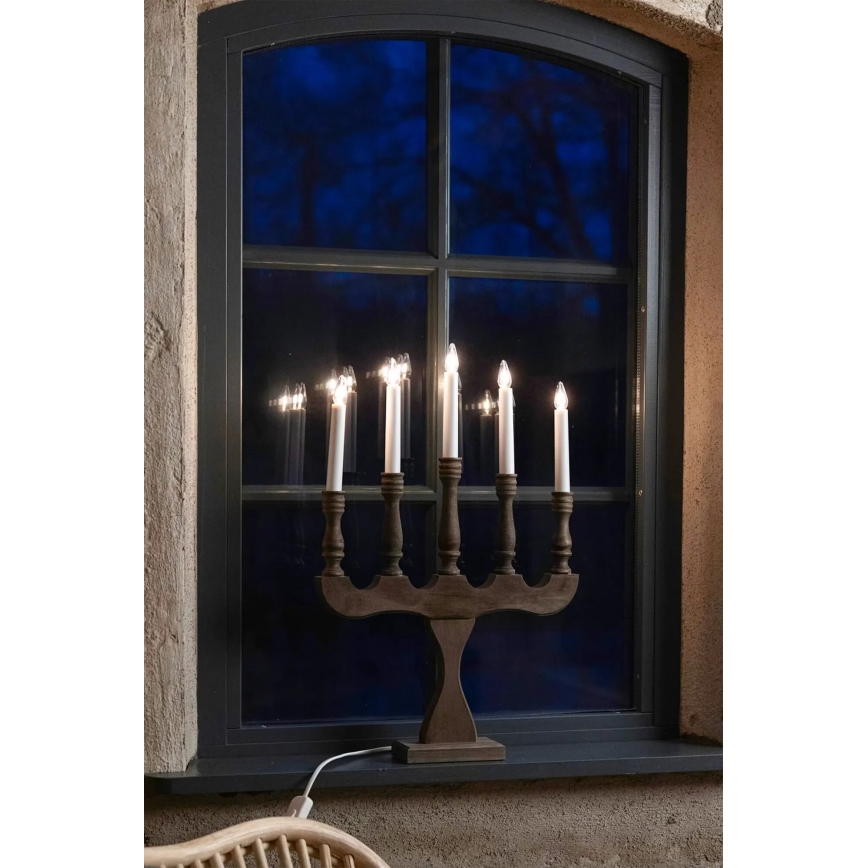 Markslöjd 706280 - Candelabro navideño SVANEHOLM 5xE10/3W/230V pino/marrón