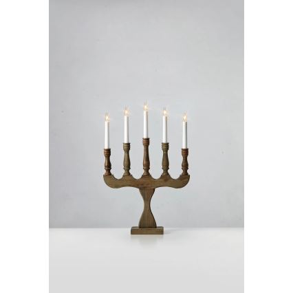 Markslöjd 706280 - Candelabro navideño SVANEHOLM 5xE10/3W/230V pino/marrón