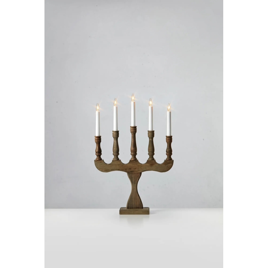 Markslöjd 706280 - Candelabro navideño SVANEHOLM 5xE10/3W/230V pino/marrón