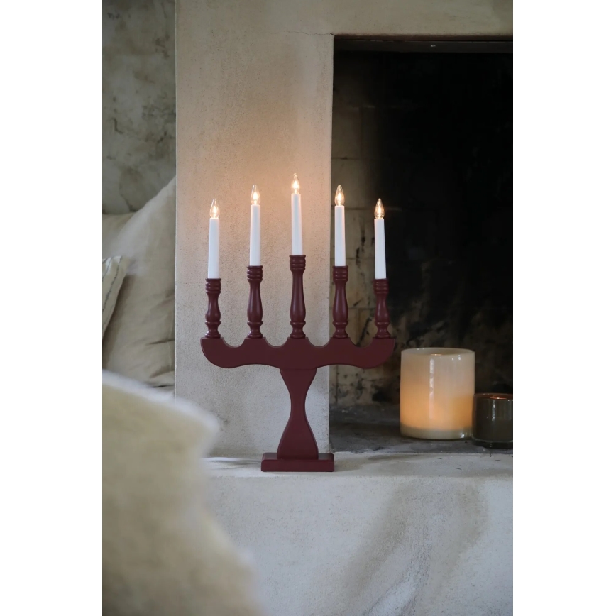 Markslöjd 706373 - Candelabro navideño SVANEHOLM 5xE10/3W/230V pino/rojo