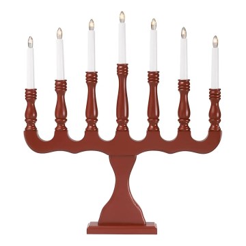 Markslöjd 8004,1 - Candelabro navideño SVANEHOLM 7xE10/3W/230V pino/rojo