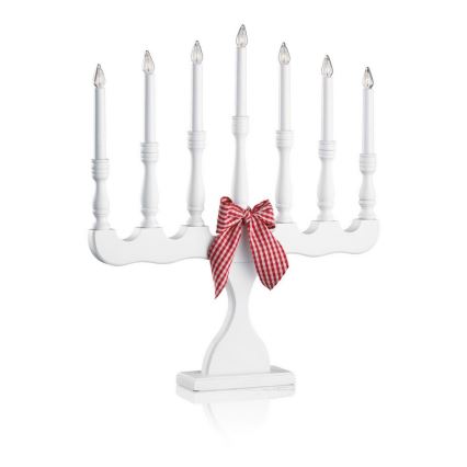 Markslöjd 8004 - Portavelas navideño SVANEHOLM 7xE10/3W/230V blanco
