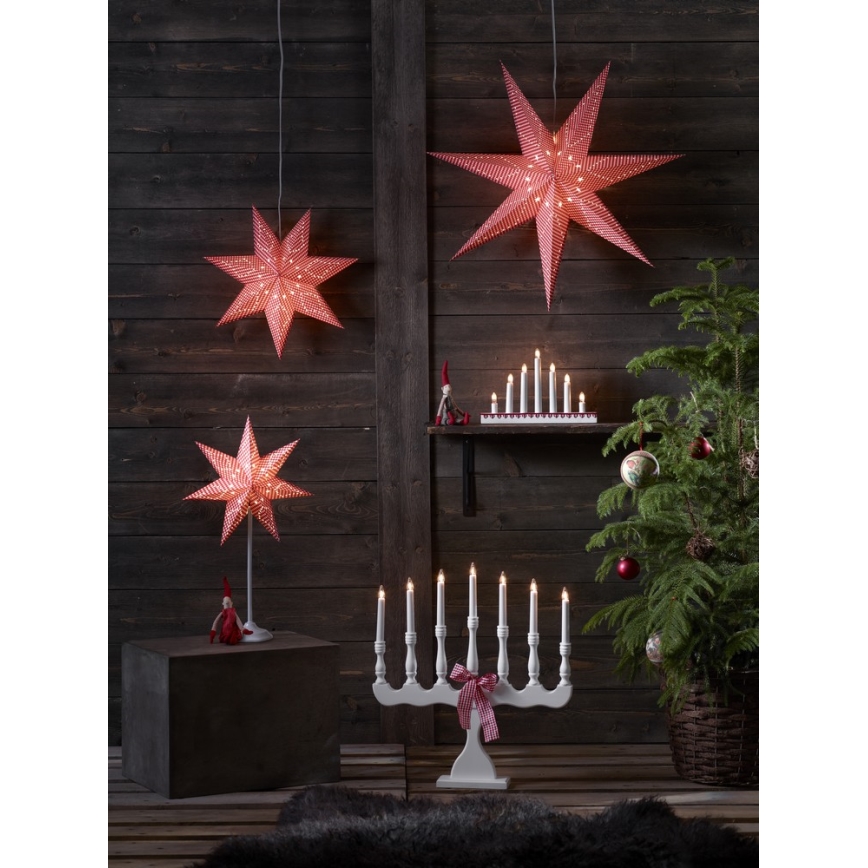 Markslöjd 8004 - Portavelas navideño SVANEHOLM 7xE10/3W/230V blanco