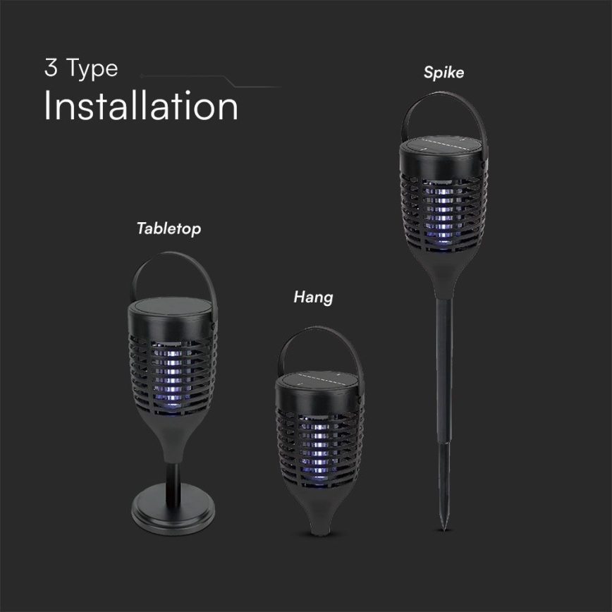 Matainsectos solar LED 3en1 LED/1,3W/3,7V IP24 20 mm 2200 mAh