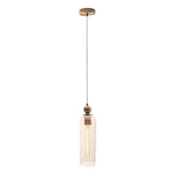 MAXLIGHT P0510 - Lámpara colgante CAMPANILA 1xE27/40W/230V diá. 10 cm latón/beige