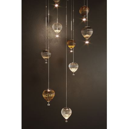 MAXLIGHT P0526D - Lámpara de araña LED regulable PALLONCINI 11xLED/6W/230V diá. 45 cm transparente/beige/ahumado