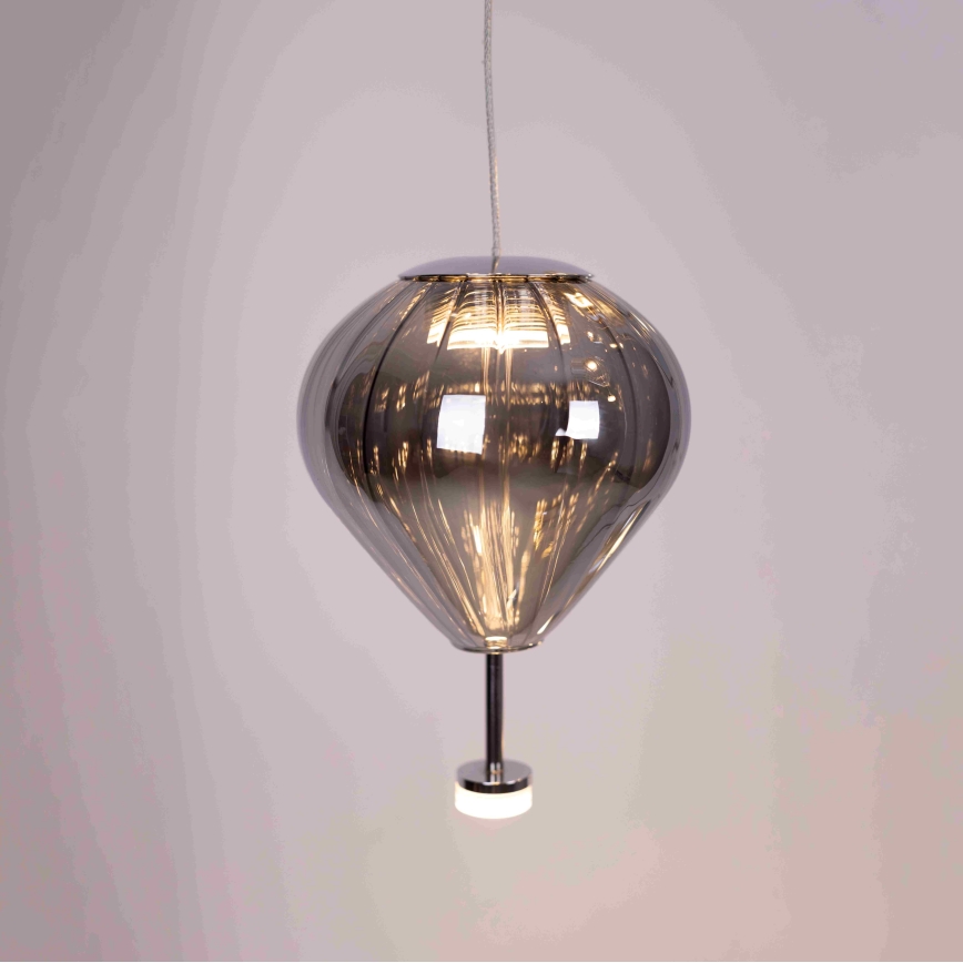 MAXLIGHT P0526D - Lámpara de araña LED regulable PALLONCINI 11xLED/6W/230V diá. 45 cm transparente/beige/ahumado