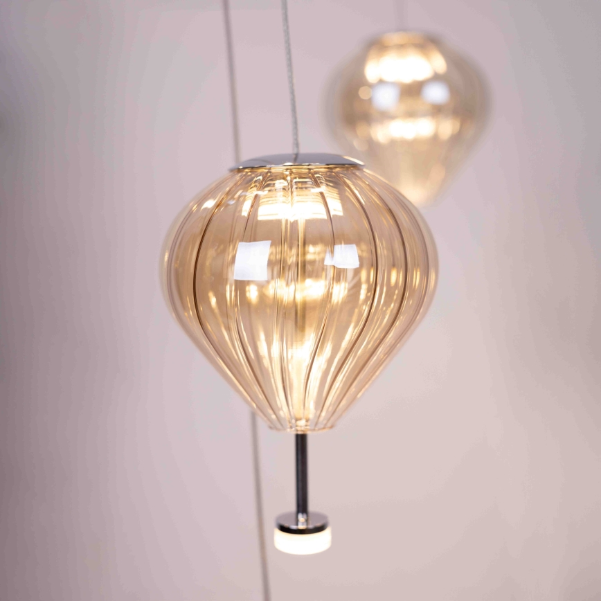 MAXLIGHT P0526D - Lámpara de araña LED regulable PALLONCINI 11xLED/6W/230V diá. 45 cm transparente/beige/ahumado