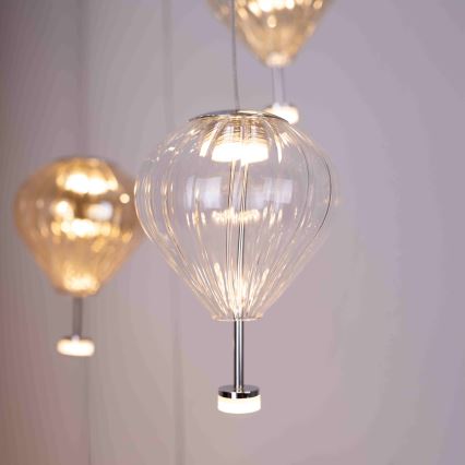 MAXLIGHT P0526D - Lámpara de araña LED regulable PALLONCINI 11xLED/6W/230V diá. 45 cm transparente/beige/ahumado
