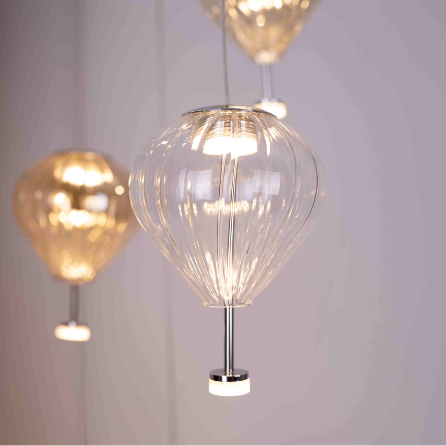 MAXLIGHT P0526D - Lámpara de araña LED regulable PALLONCINI 11xLED/6W/230V diá. 45 cm transparente/beige/ahumado
