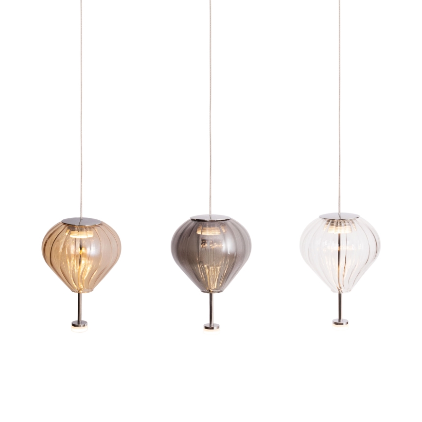 MAXLIGHT P0526D - Lámpara de araña LED regulable PALLONCINI 11xLED/6W/230V diá. 45 cm transparente/beige/ahumado