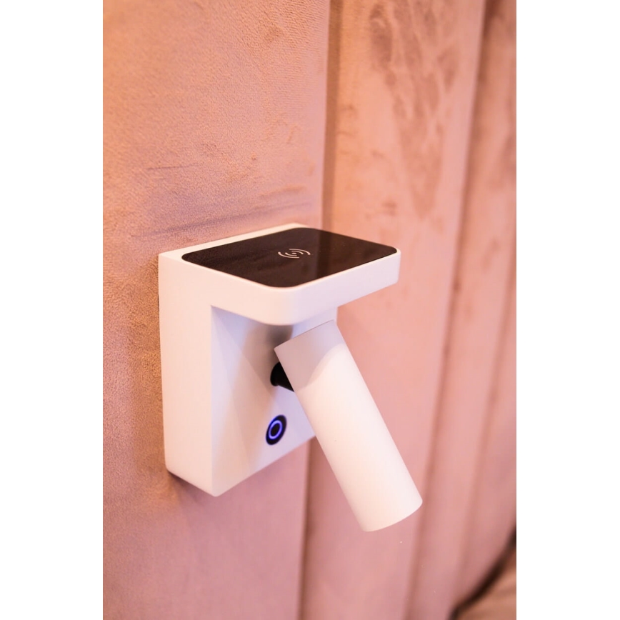 MAXLIGHT W0373 - Foco LED de pared con carga inalámbrica LOFER LED/7W/230V blanco