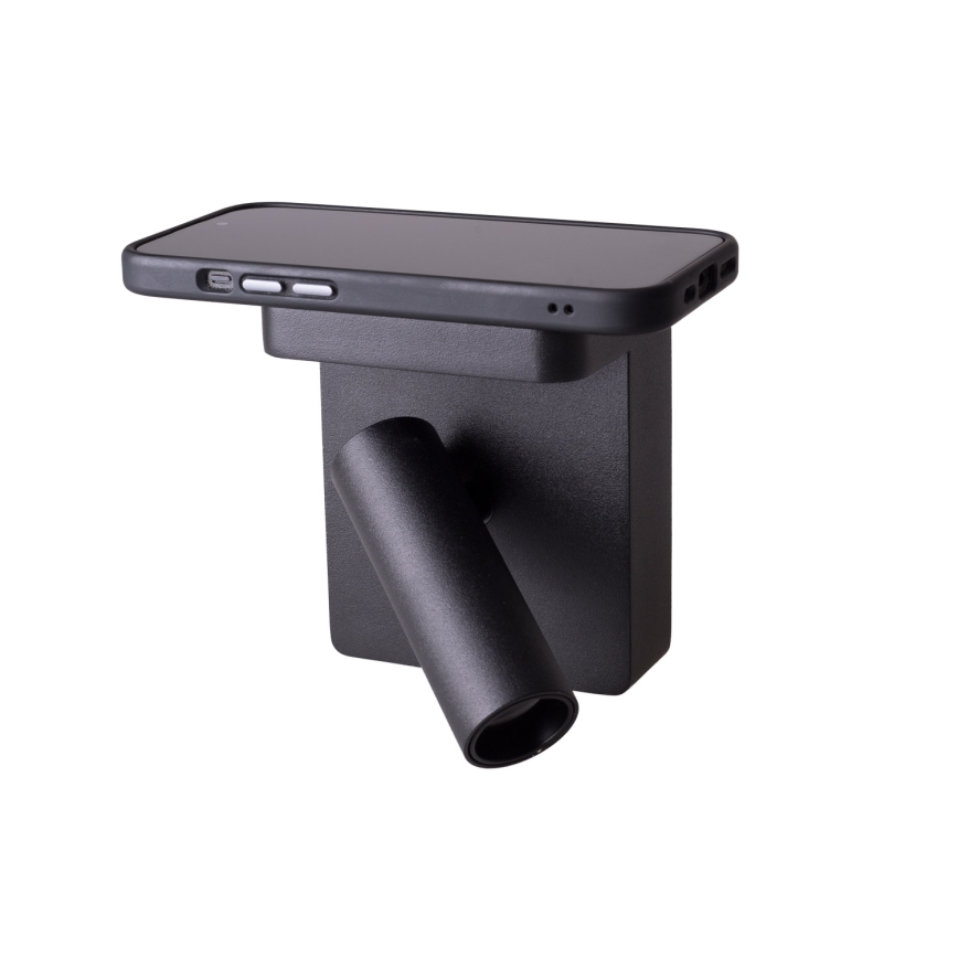 MAXLIGHT W0374 - Foco LED de pared con carga inalámbrica LOFER LED/7W/230V negro