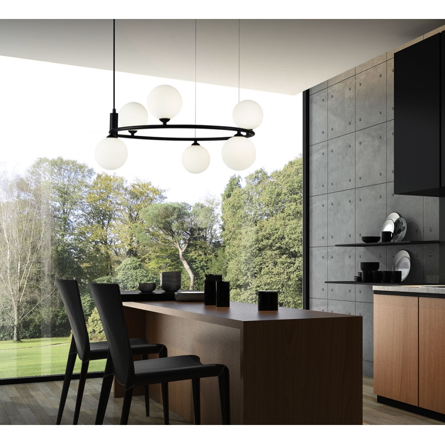 Maytoni MOD013PL-06B -  Lámpara colgante RING 6xG9/25W/230V negro
