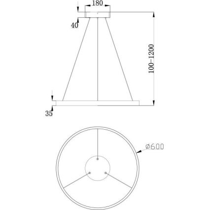 Maytoni MOD058PL-L32B3K - Lámpara LED colgante RIM LED/37W/230V 3000K diá. 60 cm negro