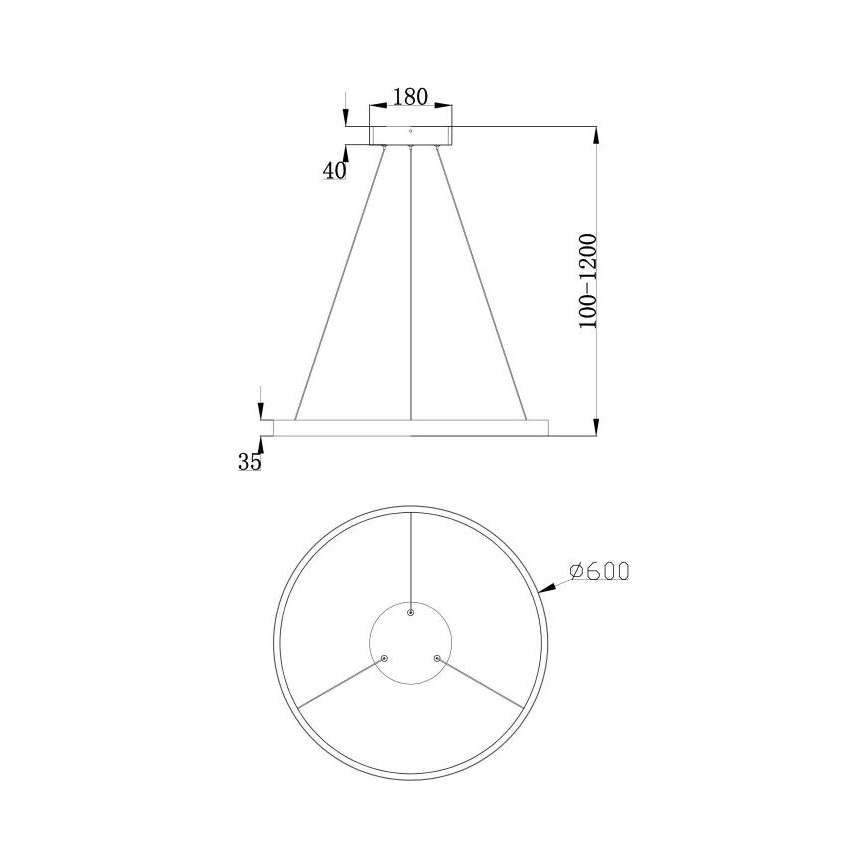 Maytoni MOD058PL-L32B3K - Lámpara LED colgante RIM LED/37W/230V 3000K diá. 60 cm negro