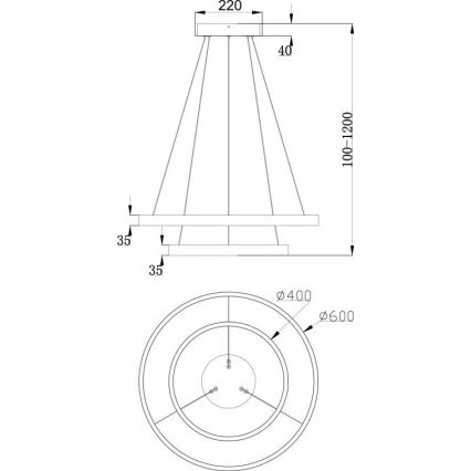 Maytoni MOD058PL-L55B3K - Lámpara LED colgante RIM LED/61W/230V 3000K diá. 60 cm negro