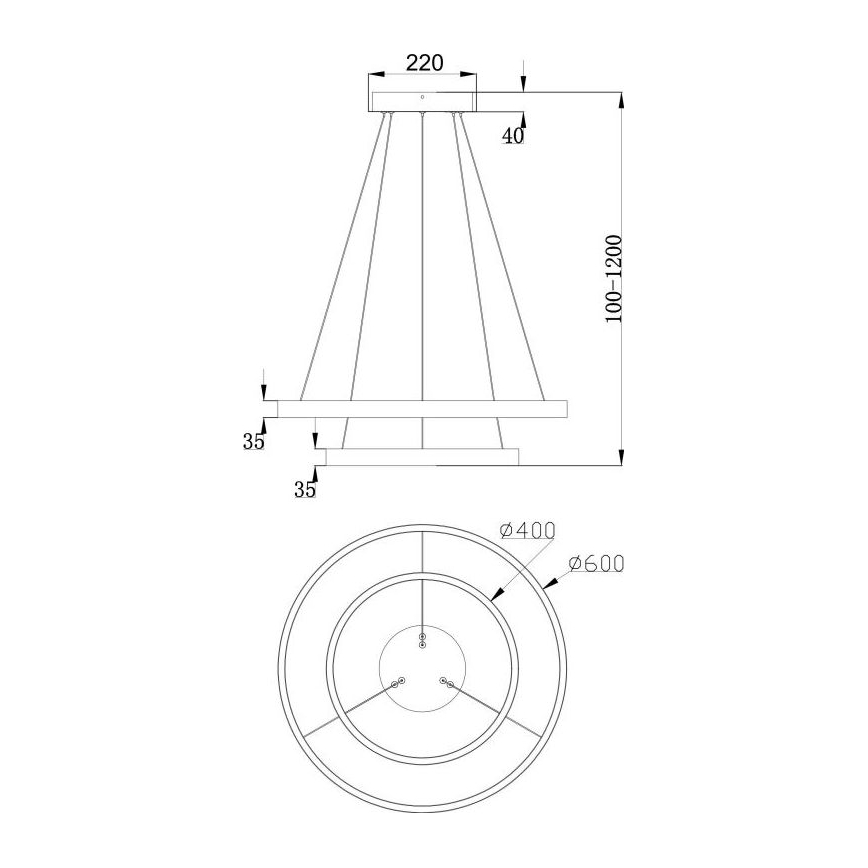 Maytoni MOD058PL-L55B3K - Lámpara LED colgante RIM LED/61W/230V 3000K diá. 60 cm negro