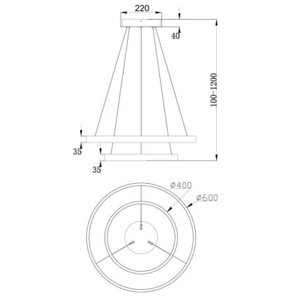 Maytoni MOD058PL-L55BS3K - Lámpara LED colgante RIM LED/61W/230V 3000K diá. 60 cm dorado
