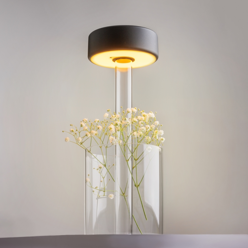 Maytoni MOD229TL-L3B3K1 - Lámpara de mesa portátil recargable LED regulable LED/3W/5V 2200-4000K 2000 mAh negra/transparente