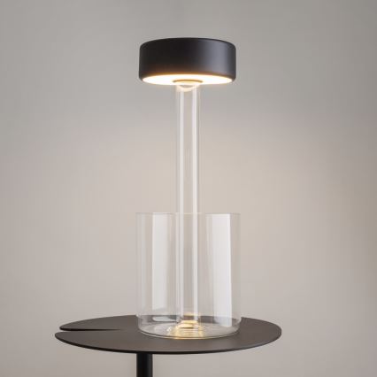 Maytoni MOD229TL-L3B3K1 - Lámpara de mesa portátil recargable LED regulable LED/3W/5V 2200-4000K 2000 mAh negra/transparente