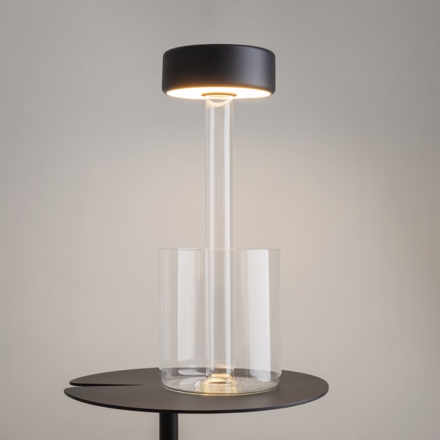 Maytoni MOD229TL-L3B3K1 - Lámpara de mesa portátil recargable LED regulable LED/3W/5V 2200-4000K 2000 mAh negra/transparente