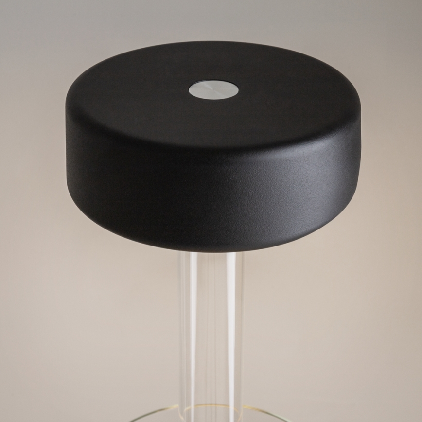Maytoni MOD229TL-L3B3K1 - Lámpara de mesa portátil recargable LED regulable LED/3W/5V 2200-4000K 2000 mAh negra/transparente