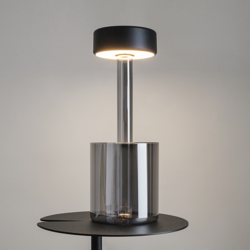 Maytoni MOD229TL-L3B3K3 - Lámpara de mesa portátil recargable LED regulable LED/3W/5V 2200-4000K 2000 mAh negro/gris