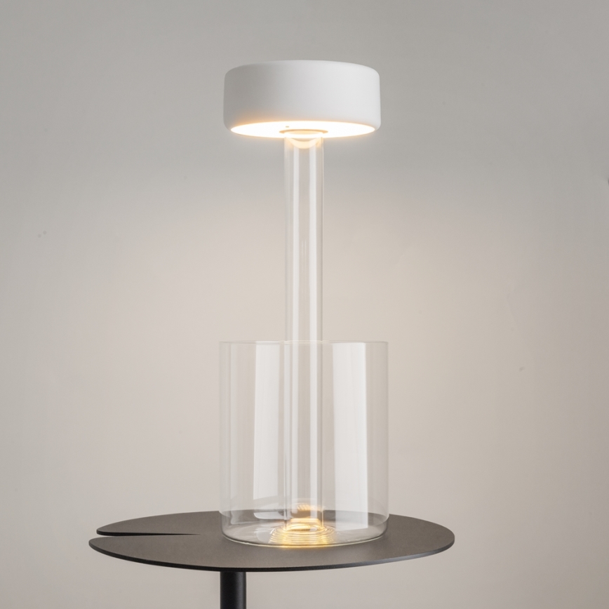 Maytoni MOD229TL-L3W3K1 - Lámpara de mesa portátil recargable LED regulable LED/3W/5V 2200-4000K 2000 mAh blanca/transparente