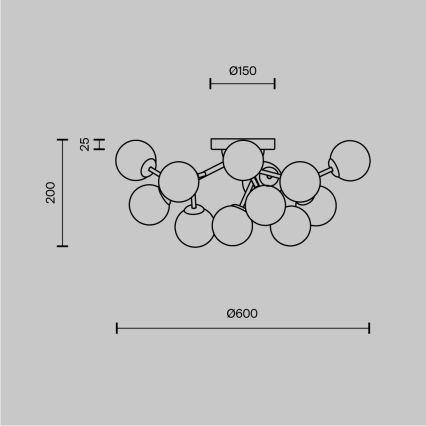 Maytoni MOD545CL-12B - Lámpara de techo DALLAS 12xG9/28W/230V negro/ahumado
