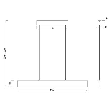 Maytoni P010PL-L23B4K - Lámpara LED colgante STEP LED/23W/230V 4000K 91 cm negro