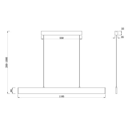 Maytoni P010PL-L30B4K - Lámpara LED colgante STEP LED/30W/230V 4000K 118,5 cm negro