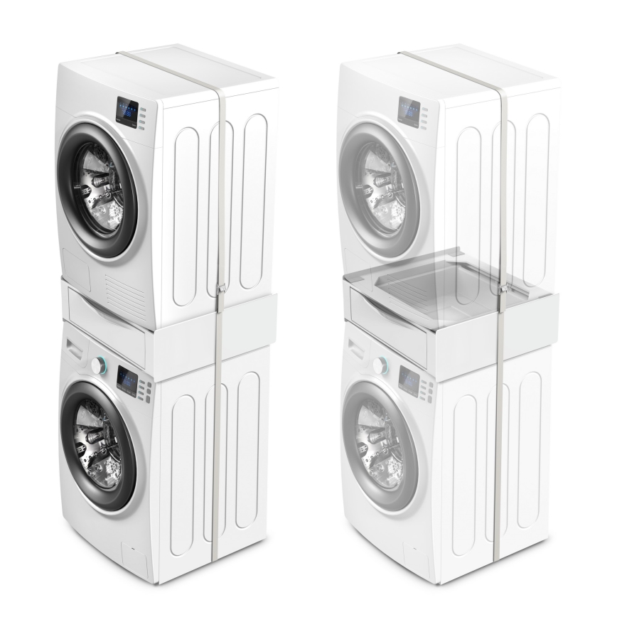 Meliconi 656112 - Módulo intermedio para lavadora y secadora con cajón extraíble de 28 l, blanco