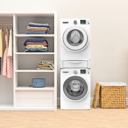 Meliconi 656112 - Módulo intermedio para lavadora y secadora con cajón extraíble de 28 l, blanco